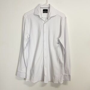 The Saville Row Button Up Shirt Mens 15 32 33 Ivory Comfort Knit Slim Fit